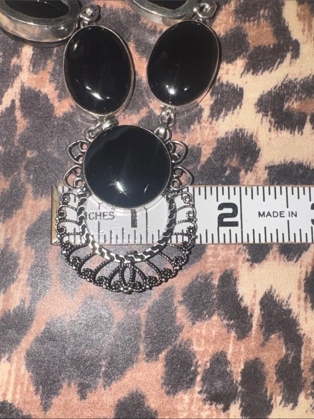 Botswana Agate & Onyx Silver Necklace